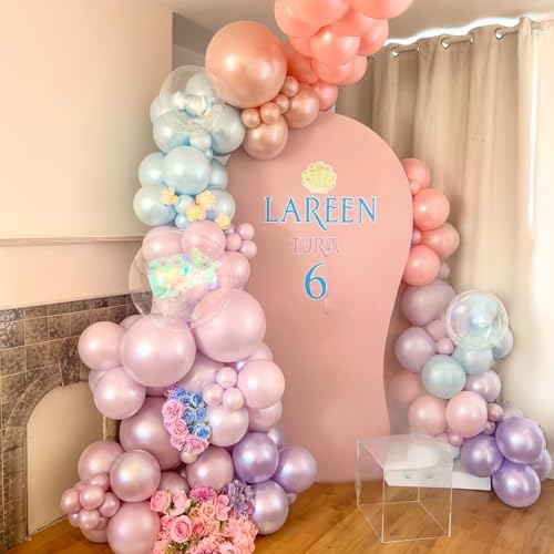 Pastel Mermaid Balloons Set of 36 Pearl Rose Gold Metallic Pink Purple Blue Latex Party Balloons for Girl Birthday Bridal Baby Shower Candyland
