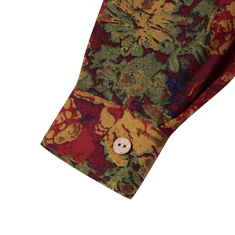 ZANZEA Женское повседневное платье с отложным воротником и цветочным принтом, с длинными рукавами