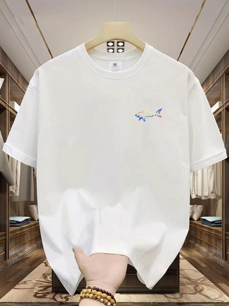 2025 Men's Summer 100 Cotton Fashionable Casual Sports Loose Plus Size Letter Pattern Printed Round Neck Short Sleeved T-shirt