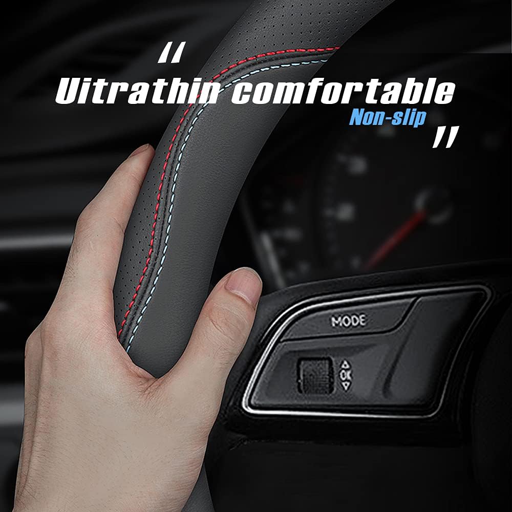 New Nappa Leather Car Steering Wheel Cover, Universal 15 Inch Black