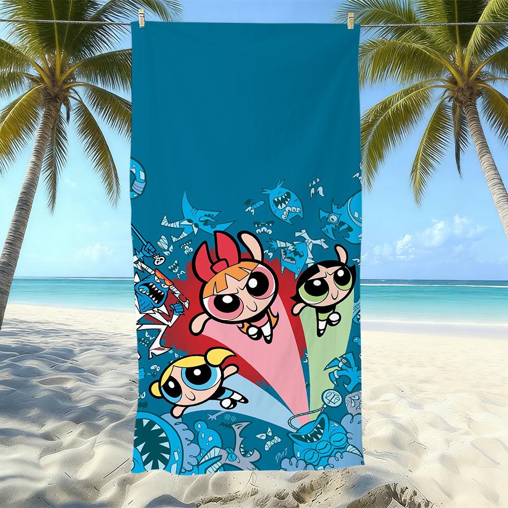 Cartoon Flying Little Policewoman Microfiber Beach Towel Quick-Drying Water-Absorbing Children'S Swimming Bath Towel Travel Portable Large Ruler