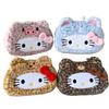 Hello Kitty Plush Pencil Case New Leopard Print Japanese Style Large Capacity Aesthetic Stationery Pouch For Adult Daily Use