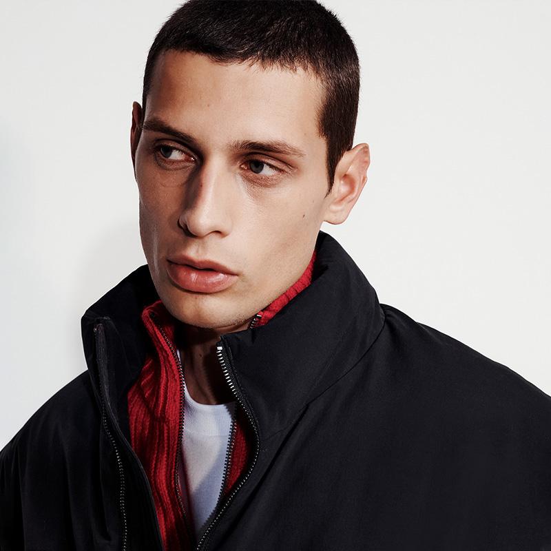 Calvin Klein Модная повседневная мужская куртка с воротником-стойкой из хлопка, цвет «космический черный» 40346MF
