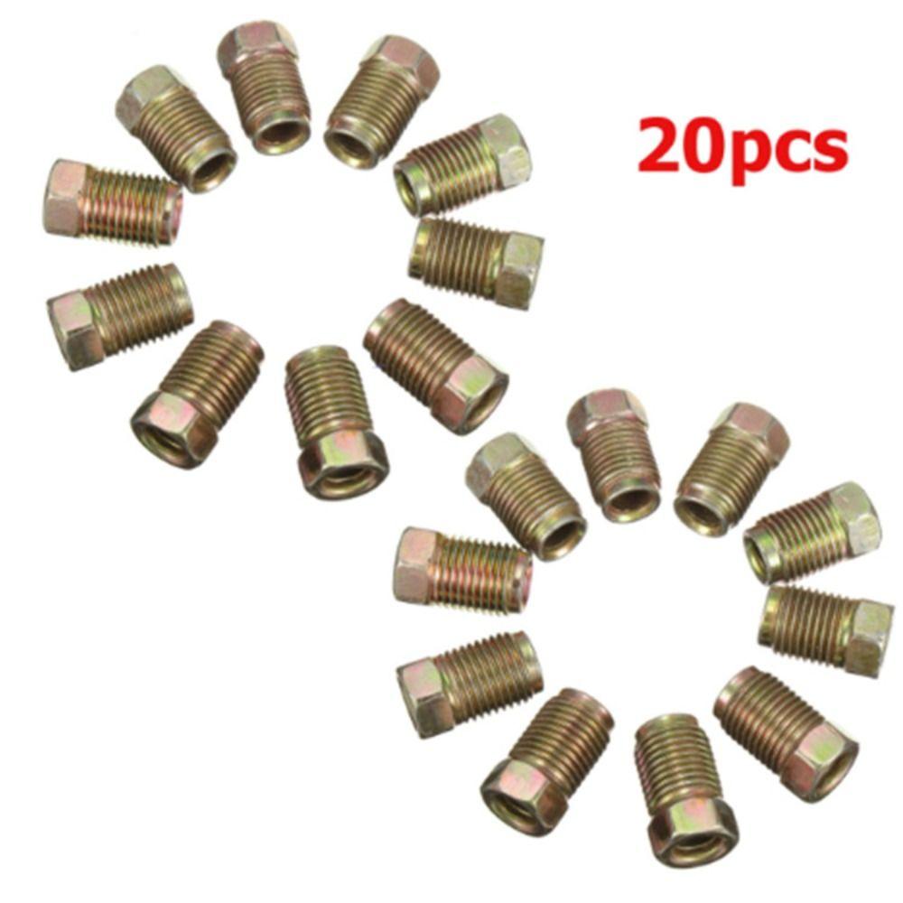 Durable 10mm x 1mm Screw Nuts for 3/16 Inch Metric Braking Tubes Metal Male Short Brake Pipe Nuts Kit Auto