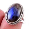Natural Labradorite Gemstone 925 Solid Sterling Silver Jewelry Ring Size 6 I1u38