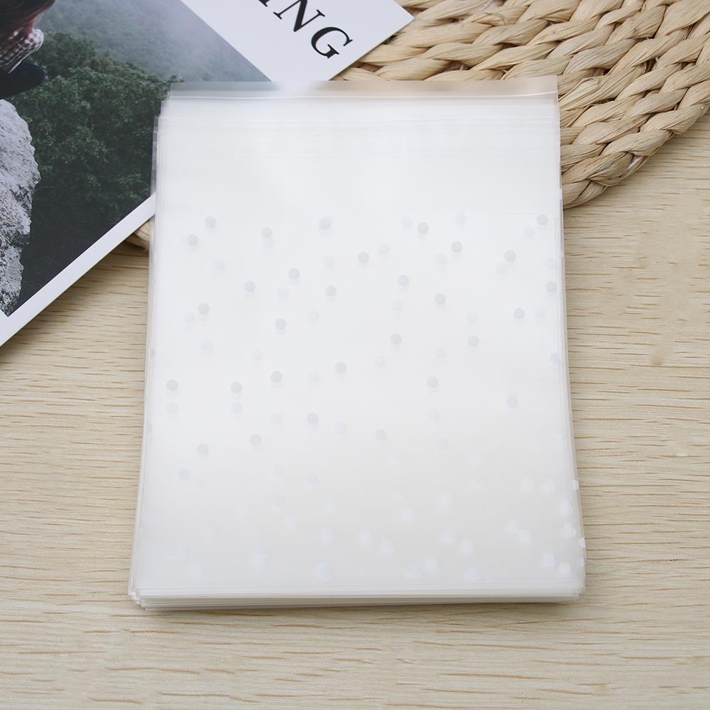 100 PCS New Baking Cookie Self Adhesive Plastic Packaging Bag Seal OPP White Dots