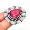 Ruby(Simulated) Gemstone Handmade 925 Silver Plated Jewelry Ring Size 6.5