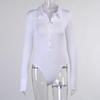 Button Fashion Polo Neck Sexy Long Sleeve Slim Fit One Piece Top From Europe And America