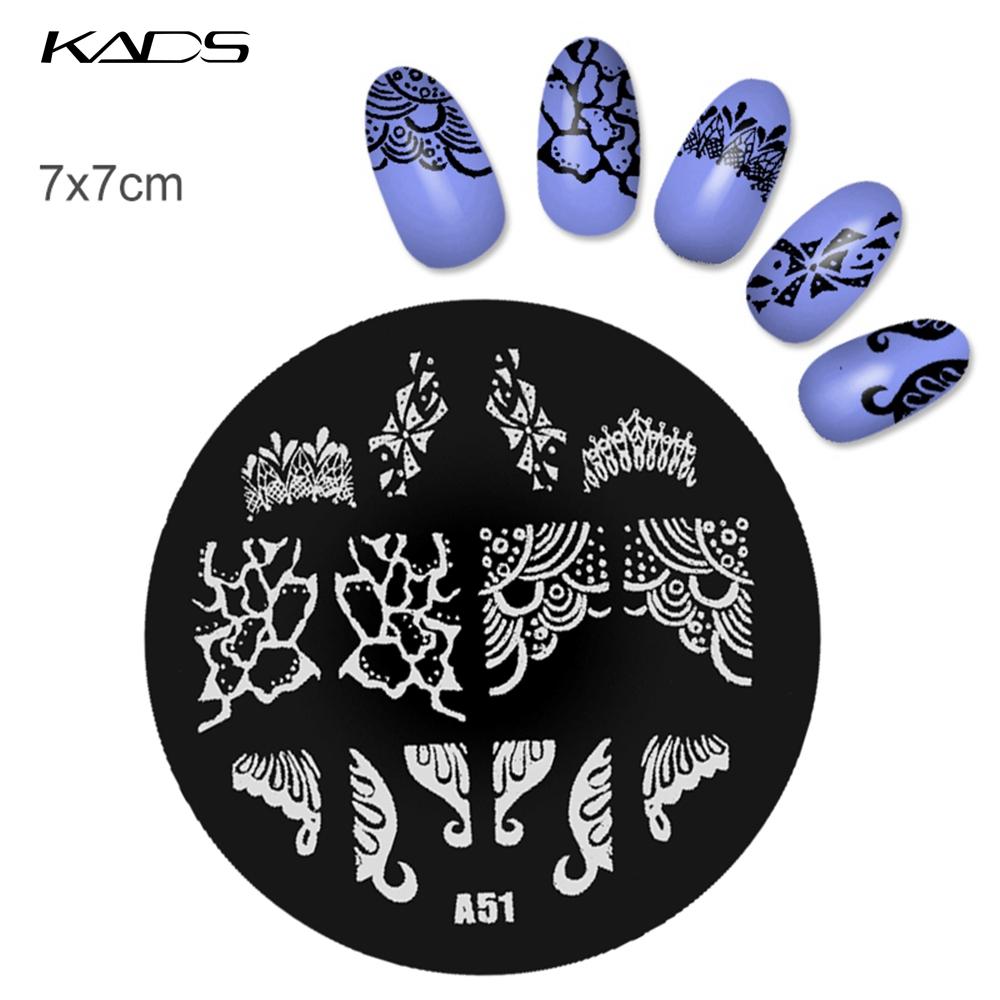 kads 1PC Round Stainless Steel Nail Art Nail Stamping Plates Manicure Stamp DIY for Nail Templates Classic Series Tools