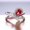 BELLA BOX Oval Shaped Red Cubic Zirconia Women Rings Luxury Ladies Jewelry For Party Best Mother's Gift Brilliant CZ Rings