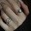 foxanry Vintage Punk Green Zircons Rings for Women Couples New Fashion Simple Multilayer Geometric Handmade Party Jewelry Gifts