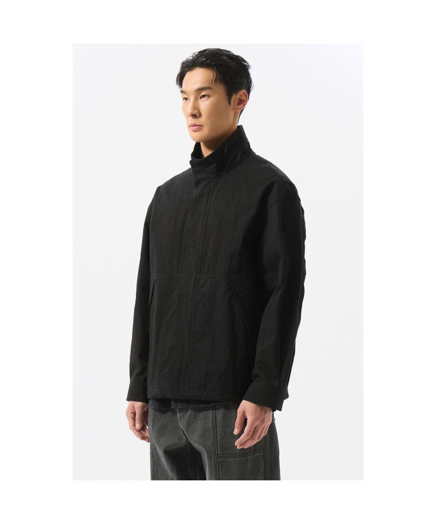 Customellow Black Creased Cotton Jacket Cwuas25212Bkx