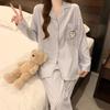 Женский костюм-пижама в клетку с щенками Girls Line, тонкий, с длинным рукавом, из облачного хлопка, для дома