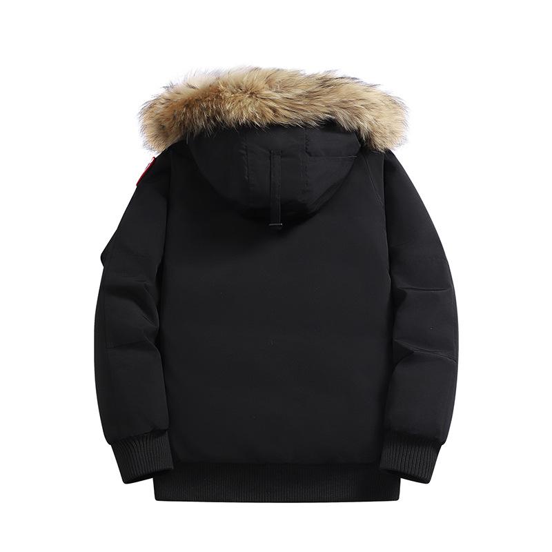 Мужская короткая зимняя куртка на гусином пуху - 80% белого утиного пуха, теплая и утолщенная, в стиле пилот, доступен вариант для пары