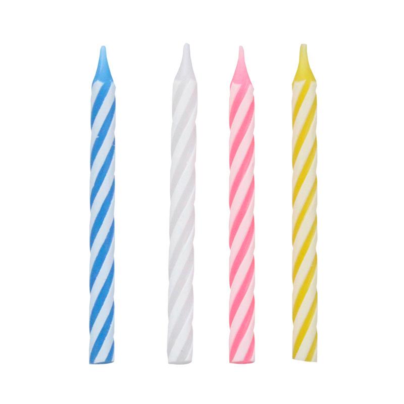 New Product 288 Pieces Colorful Threaded Small Candles Mixed Color Striped Party Decoration Boxed Candles Without Base