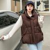 Women Autumn Winter Stand Collar Solid Color Thicken Outwear Cotton Padded Sleeveless Loose Pocket Warm Jacket Coat Vest