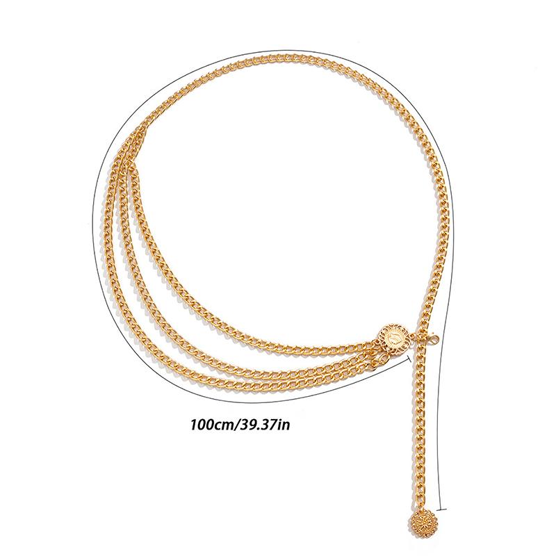 Fashion Multi-Layer Chain Belt New For Women Gold Silver Color Metal High Waist Body Chain Dress Lady Tassel Belt