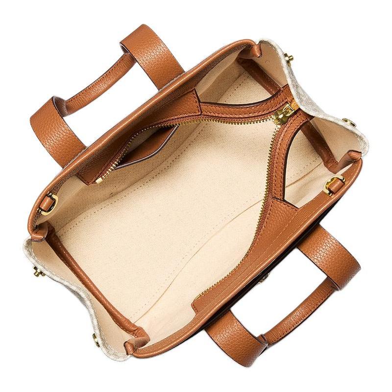MICHAEL KORS ROMEE Logo Letter Pendant Artificial Leather and Cow Leather Crossbody Handbag Mini Women Vanilla White and Brown