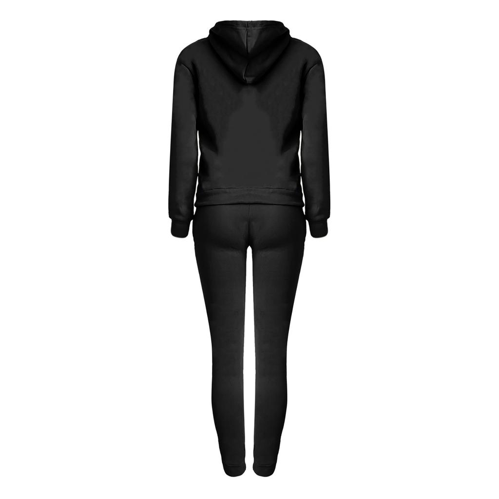 Женская осенне-зимняя толстовка с капюшоном, повседневный спортивный костюм из двух частей