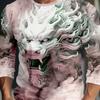 Men's Long Sleeve T-Shirt 3d Print Shirts Fashion Animal Dragon Graphics Short Sleeve Men Oversized Streetwear Top Tees