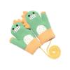 Kids Winter Warm Fleece Lined Knit Gloves With Wrist Strap Cartoon Shark Carrot Design Cycling Outdoor Use