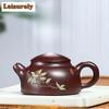 110ML Aesthetic Yixing Purple Clay Teapots Handmade Flower Bird Pot Raw Ore Stone Red Mud Tea Soaking Kettle Zisha Teaset Gift