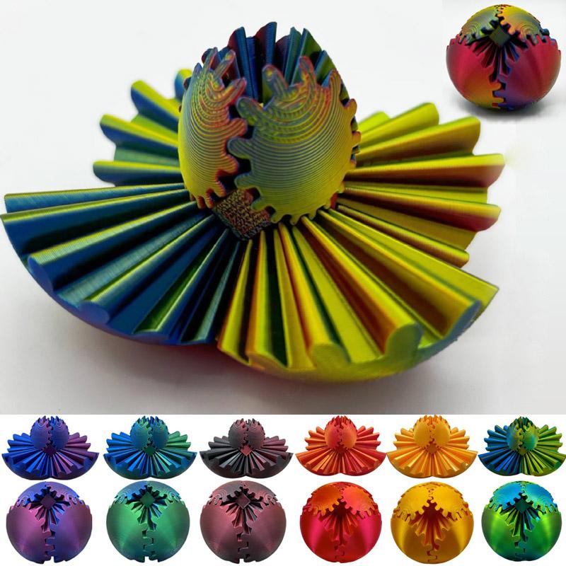 3D Printed Gear Ball Spin Ball or Cube Fidget Toy,Gear Ball Pop Fidget Toy,Gear Toy for Stress and Anxiety Relaxing,Gear Sphere