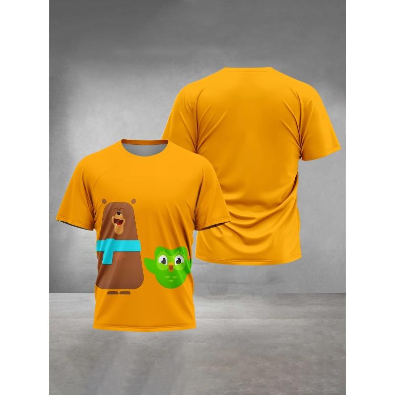 3D Printed Men's Clothing Men's Women's General Outdoor Clothing Suitable for Cartoon Duolingo Men's Comfortable T-Shirt Tops