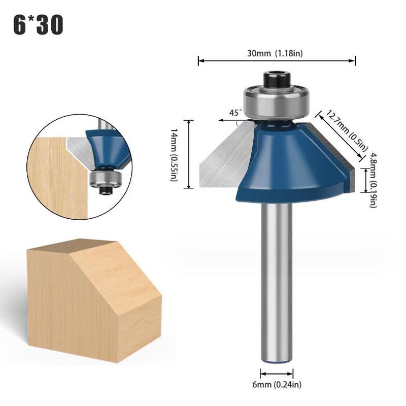 Набор фрез с хвостовиком 6 мм, обрезка, прямой круглый угол, коробка, фрезы для фаски, фрезы, карбид вольфрама, деревообрабатывающие инструменты