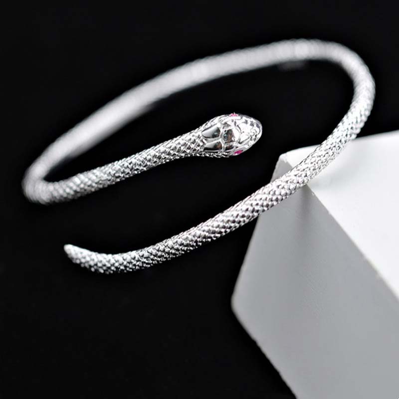 2026 New Punk Snake Shape Bracelet for Women Fashion Simple Silver Color Zircon Adjustable Cuff Bracelet Wedding Jewelry Gifts