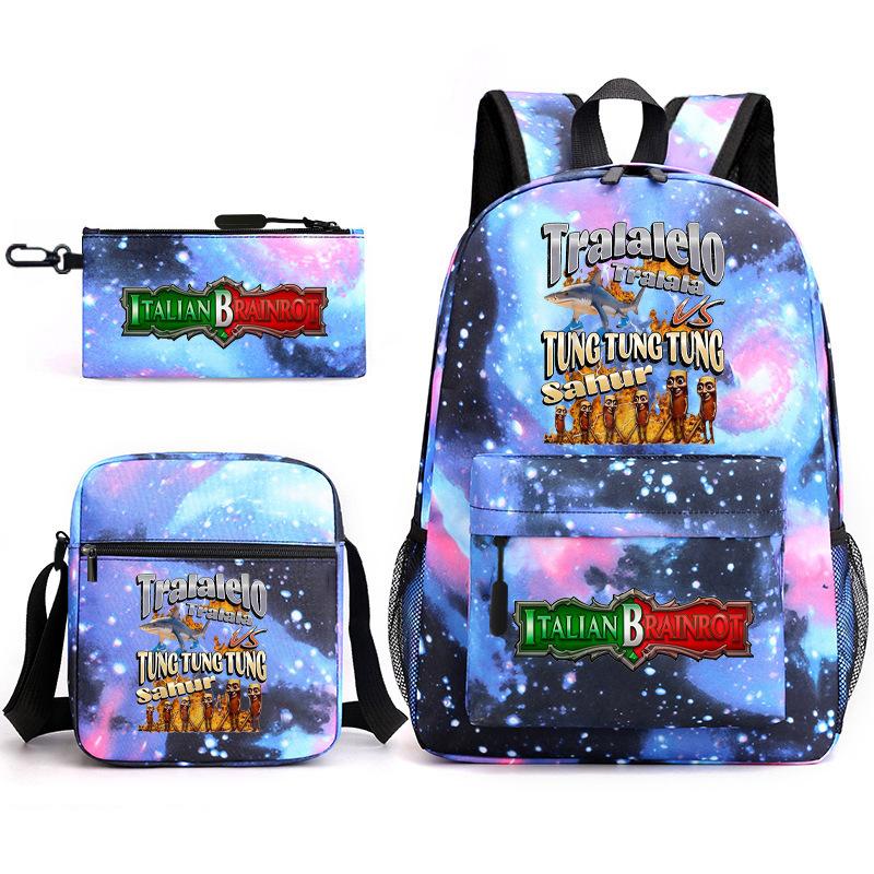 Shanhaijing Backpack, Student Schoolbag, Shoulder Bag, Pencil Bag, Three-Piece Set