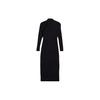Solid Color High Neck Hollow High Waist Slim Long Sleeve Dress Women Dresses Black IP5582