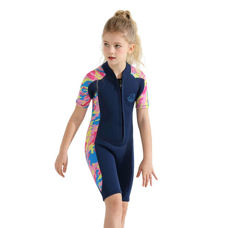 2.5mm Kids' Short-Sleeve Diving Suit: Unisex, Thickened, Cold-Proof, Warm, Sun-Protective, One-Piece for Diving and Surfing