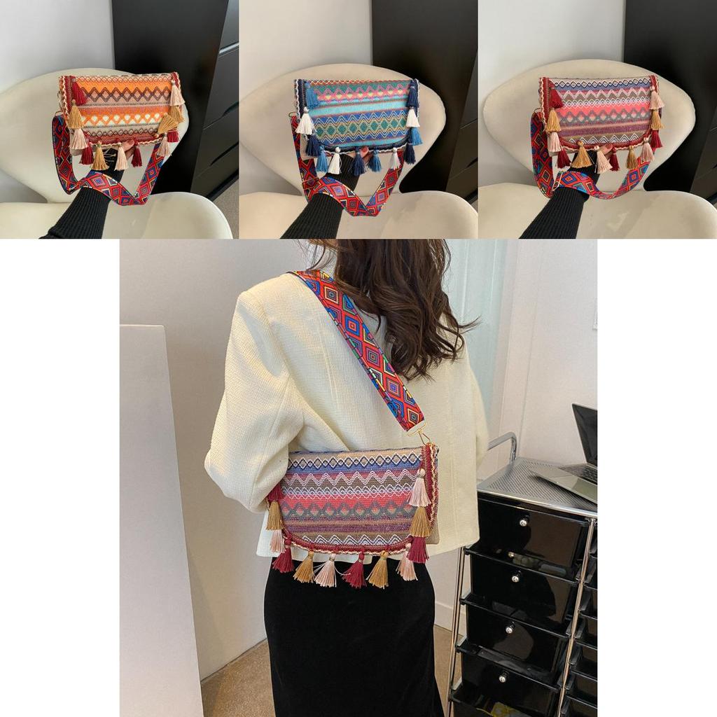 Ретро Европейская Холщовая Сумка-Ведро с Деталями Кисточек для Повседневной Носки