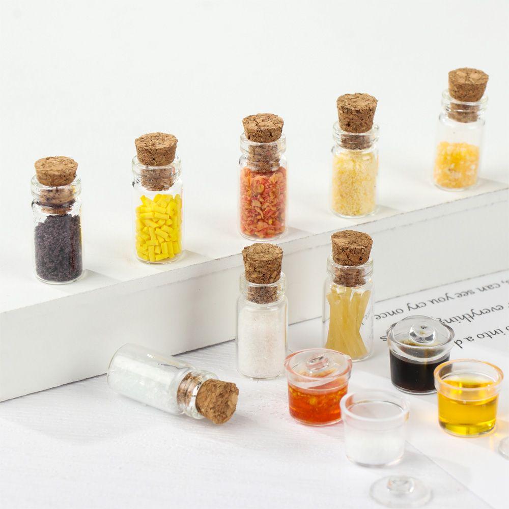 Стеклянный флакон, мини-банка для приправ, аксессуары для кукол, кухонная игрушка, миниатюрная бутылка для специй