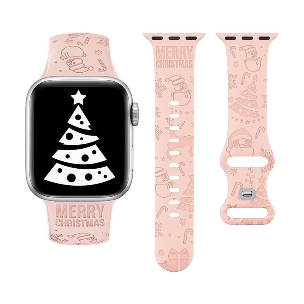 Рождественский ремешок Для ремешков Apple Watch 49мм 46мм 45мм 44мм 42 40мм Гравированный Браслет correa IWatch Серии 11 10 SE 9 8 7 Ultra2 3