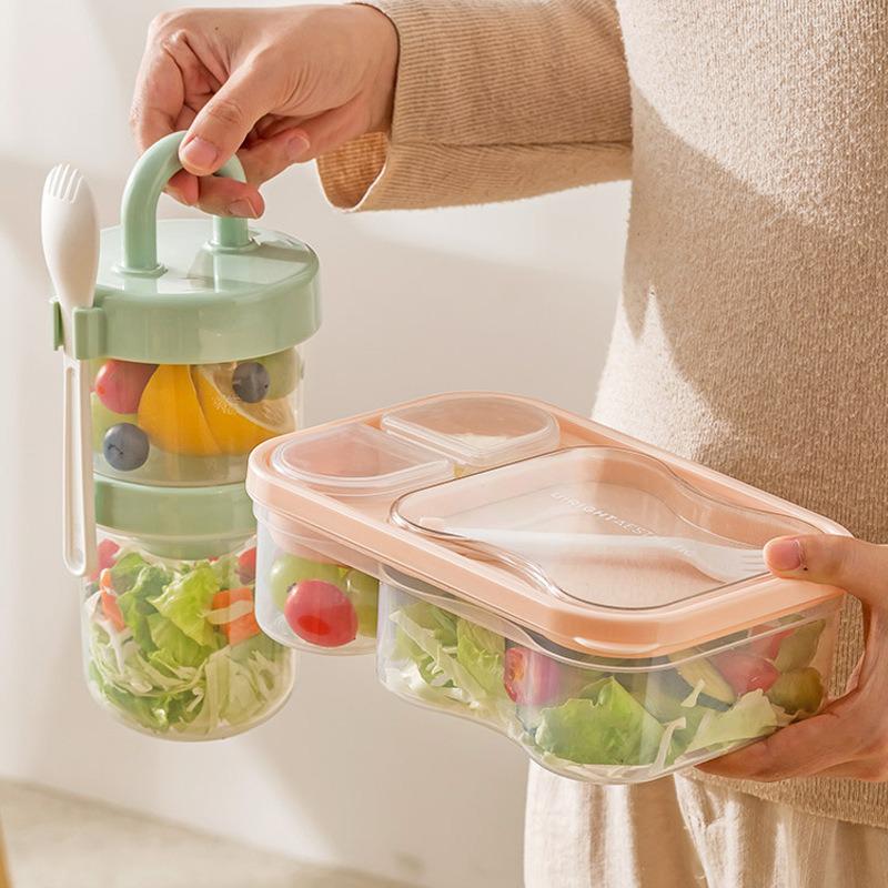 Портативный ланч-бокс для bento, подходящий для микроволновой печи, с приборами для офиса и использования на природе