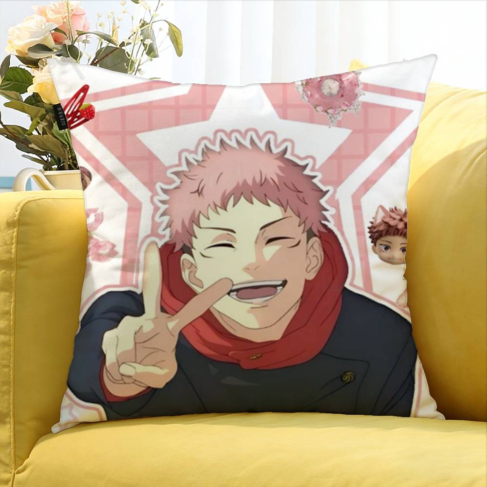 Yuji Itadori Various Sizes Square Pillow Case For Car Home Bedchamber Decor