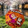 Custom Name Personalized Masha and the Bear Print Umbrella, Auto Open Close, 8‑Rib Sturdy Frame, Commute Camping Hiking Use, Birthday Gift