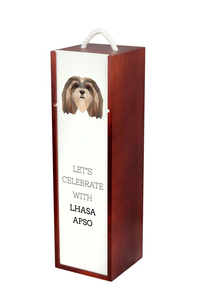 Lhasa Apso - Geometryczne Pudełko Ze Zdjęciem I Napisem Na Wino Marki Art-Dog