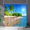 Shower Curtain Waterproof And Mildew-Proof Coconut Tree Beach Beach Bathroom Shower Curtain Shower Curtain Partition Curtain Free Punching
