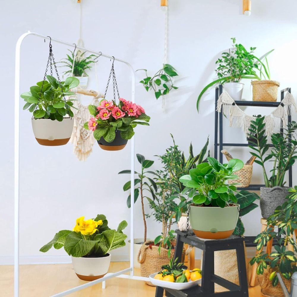 Hanging Chain Plant Pot Hydroponic Baskets Flower Pots Self-Watering Hanging Planters  Outdoor