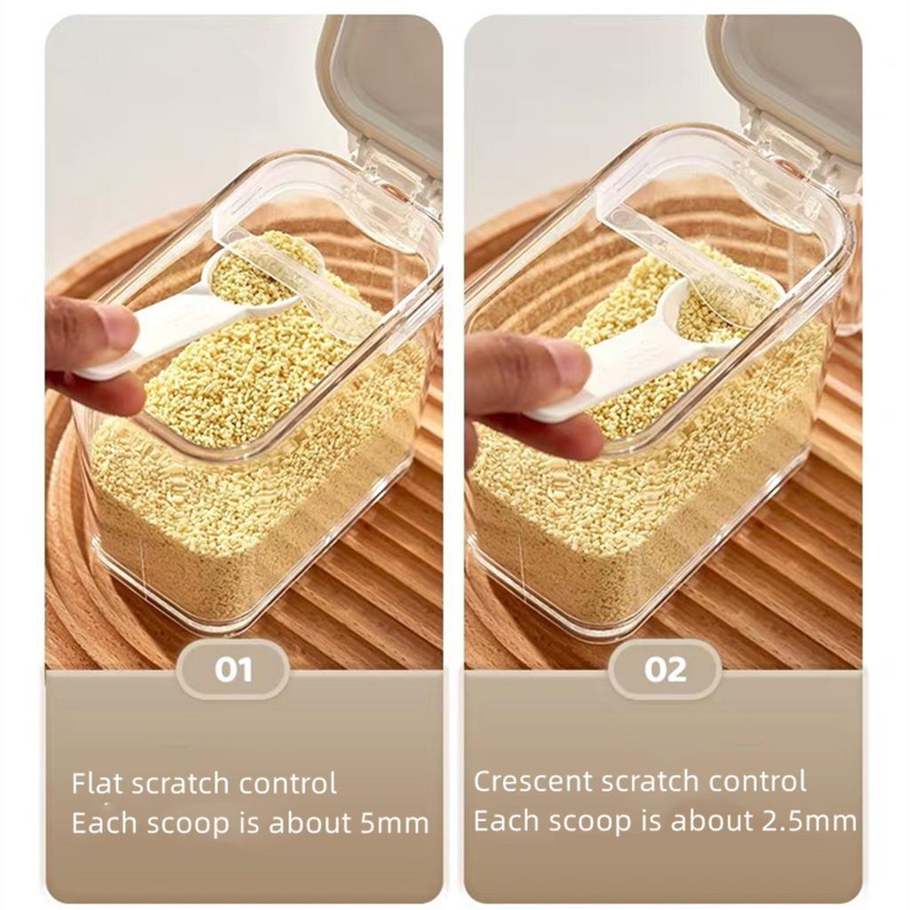 1 Sealed Pop-Top Seasoning Box with Spoon, Household Moisture-Proof Seasoning Bottle, Msg Salt Seasoning Storage Box