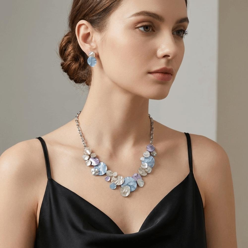 3 pcs/set Lightweight Necklace Earrings Set Zinc Zinc Zinc Alloy Bohemian Choker Vacation