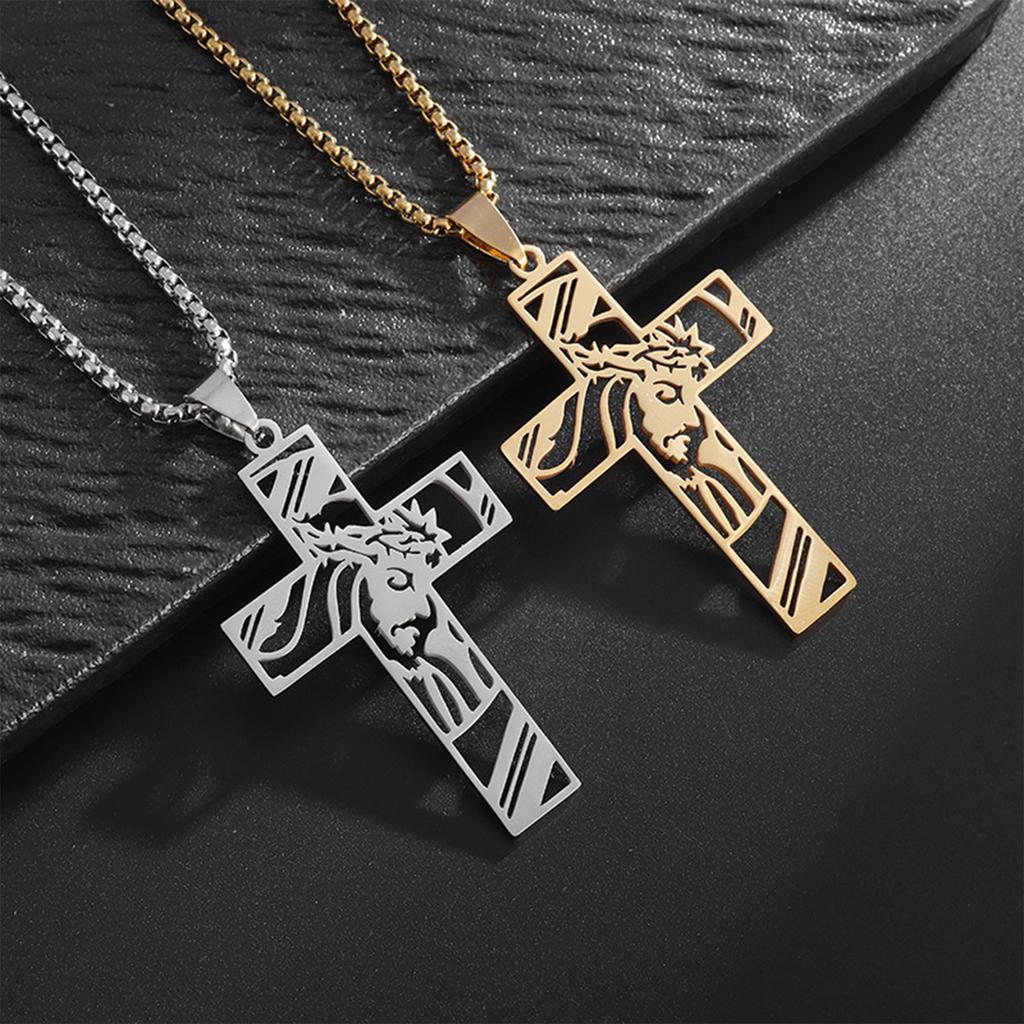 Adjustable Length Clavicle Chain Crucifix Pendant Necklace Unisex Christian Religious Neckchain Jewelry for Men Women
