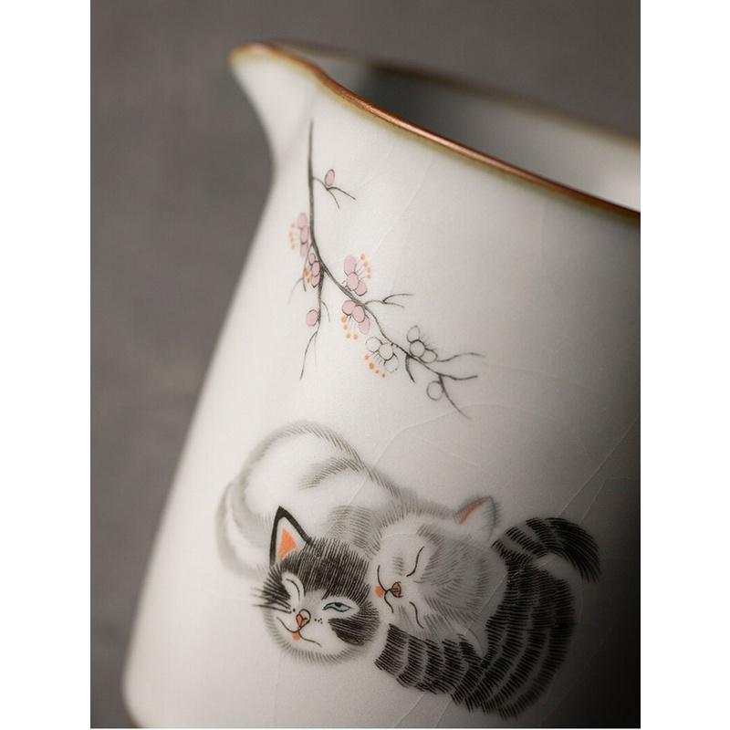 300 мл Ru Kiln Fair Cup Cute Cat Tea Divider Ceramic Even Cup Gong Cup