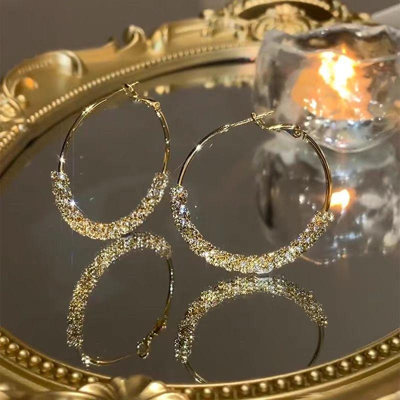 Милые женские серьги-кольца с белым цирконом, модные женские свадебные украшения золотого цвета для женщин