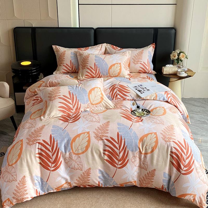 Комплект из четырех предметов из плотного хлопкового потертого материала, легкое роскошное теплое одеяло из чистого хлопкового набивного потертого материала, комплект из четырех предметов из простыни