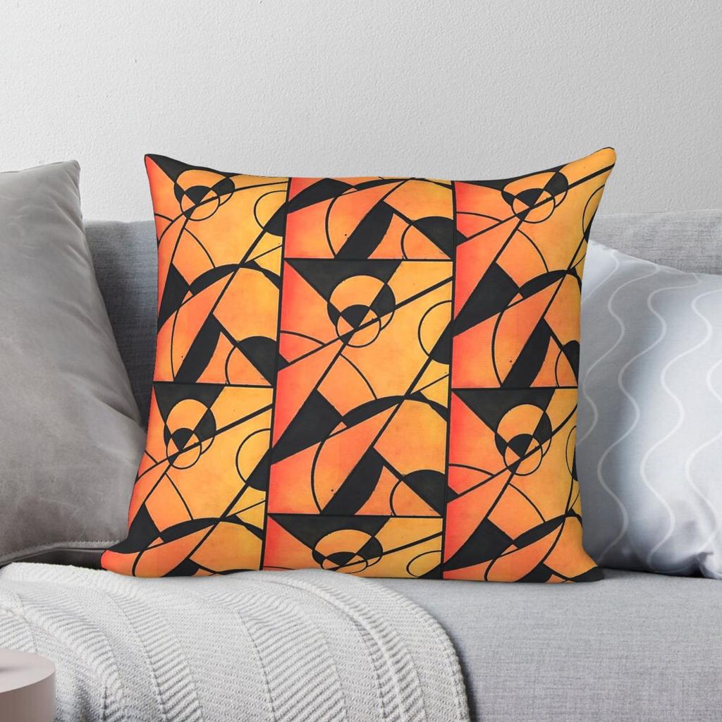 Equinox Radiance Orange Gradient Square Pillowcase Polyester Linen Velvet Creative Zip Decorative Home Cushion Cover