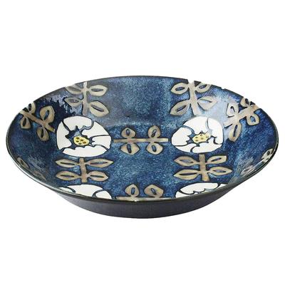 Aito Seisakusho [Nordic Flower] Тарелка для карри Тарелка для пасты 21 см Темно-синий цветочный узор Стильная тарелка Скандинавская посуда Mino Ware Одна тарелка Сервировка